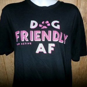 Dog Friendly AF paw print  graphic Tee by Pup Active Black & Pink  size XL